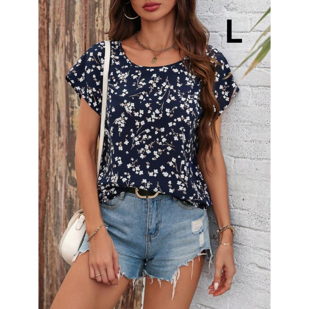 Navy Floral Blouse